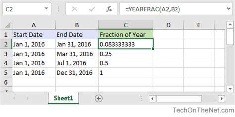 Date calculations (now, today, yearfrac) First, enter the DATEDIF function in cell C1